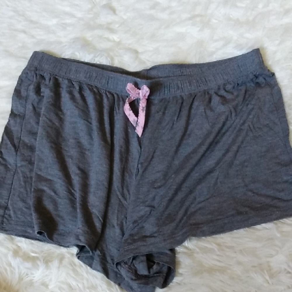 Gray Women's Sleep Shorts with Pink Bow